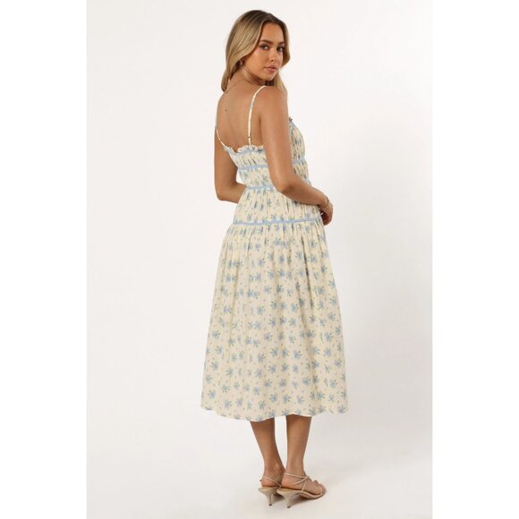 Petal & Pup Felicity Midi Dress in Ivory Blue Size Medium - Picture 2 of 12